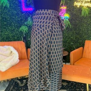 Zara Navy Geometric A-Line Skirt